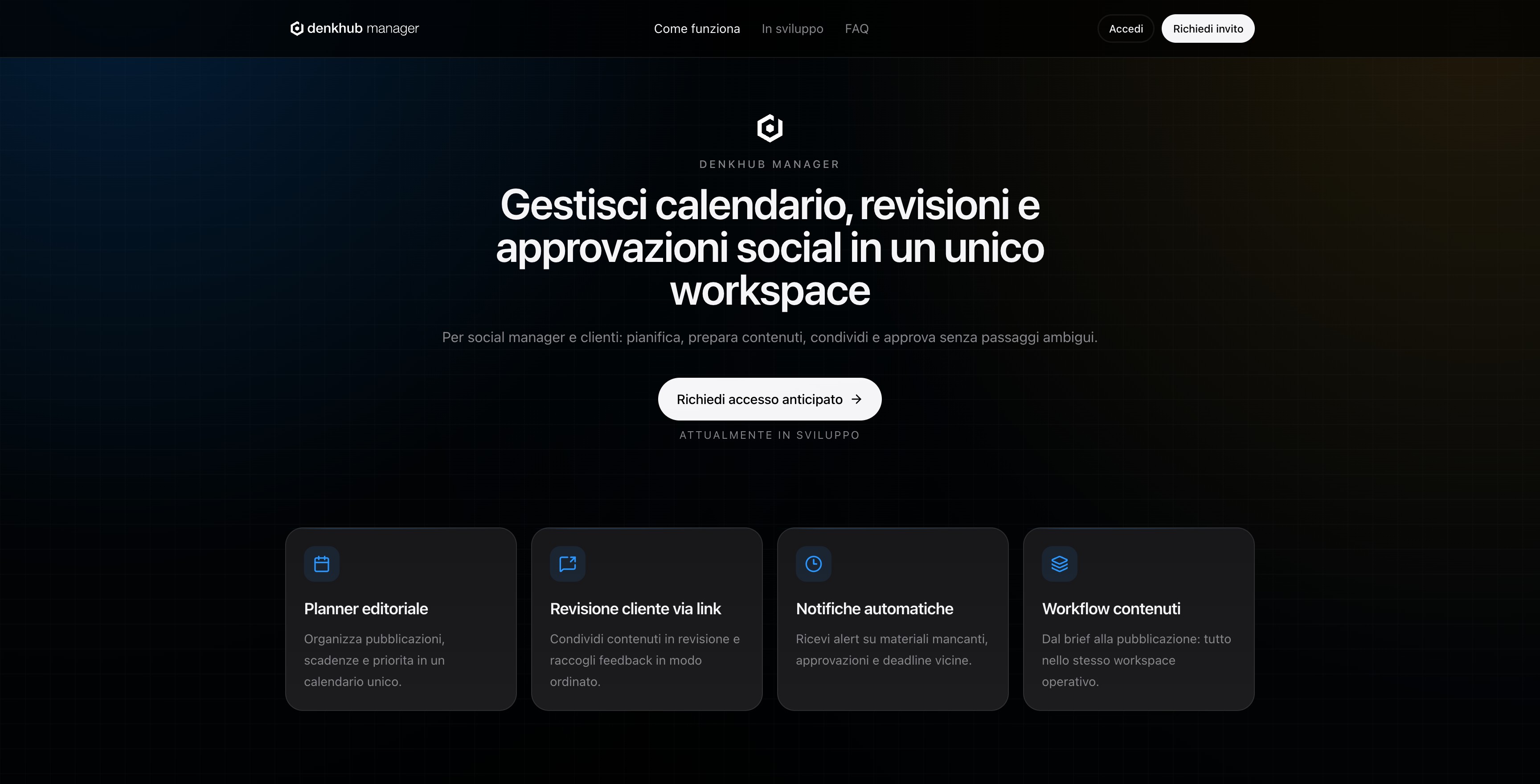 DenkHub Manager - Piattaforma gestionale social